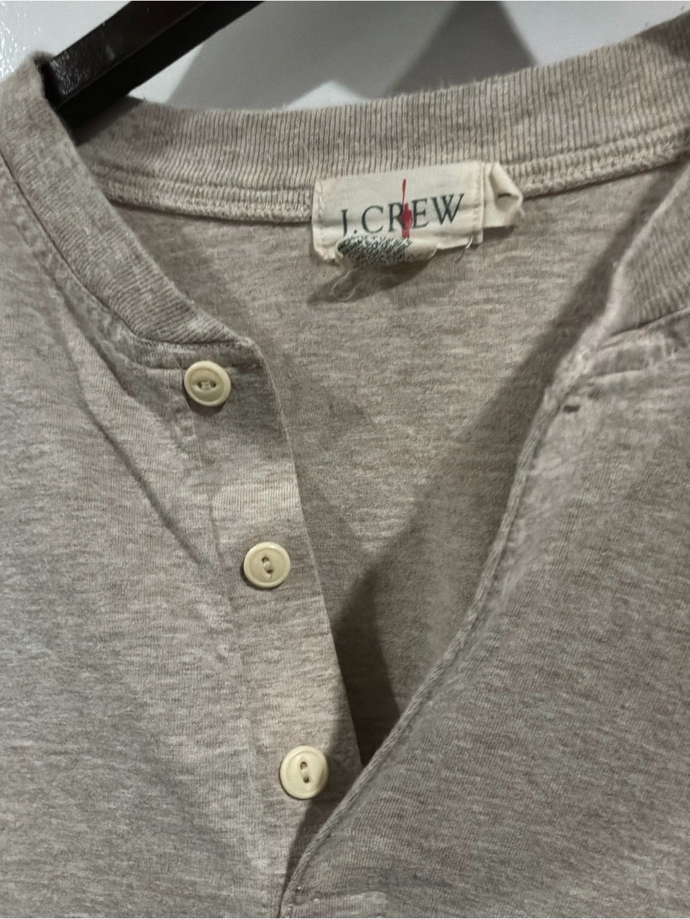 Vintage J. Crew Men's Long Sleeve Henley in Heather Gray